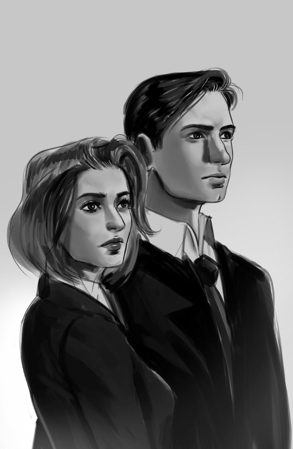 Mulder Drawing Mulder and Scully by RossoWinch on DeviantArt