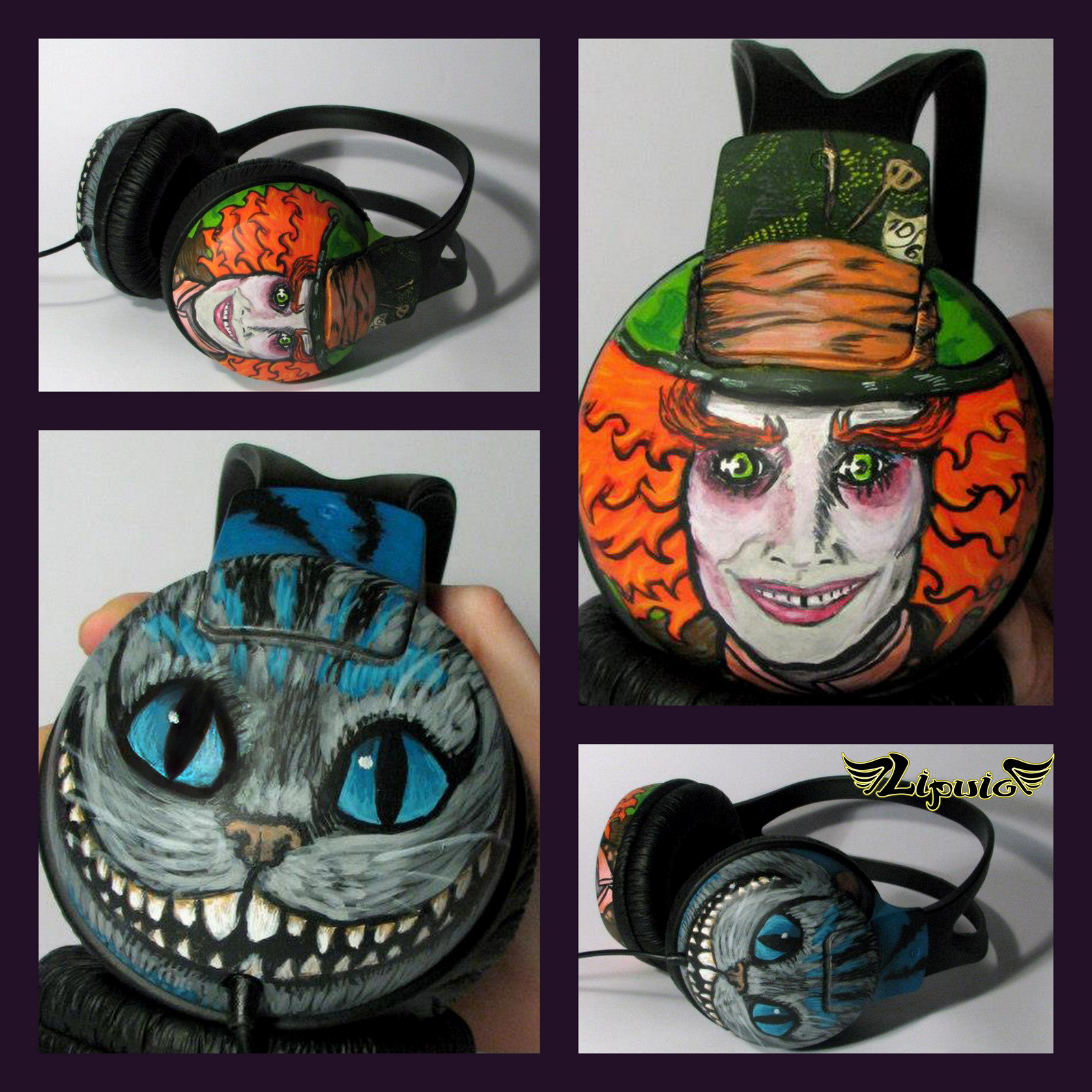 Cheshire Cat and Mad Hatter headphones