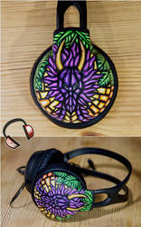 Stained glass dragon handpainted headphones ver 2