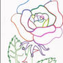 Rainbow Rose Line Art