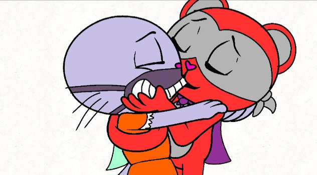 Strawberry and Princess Masky kissing