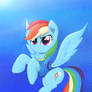 Rainbow Dash  flying in a cold sky