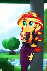 Sunset shimmer enjoying the day (EQG SERIES)