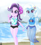 Starlight Glimmer and Trixie enjoying cold summer by TheRETROart88