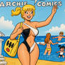 Random Curvy Edit -Betty Cooper in black and white swimsuit