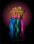 Three Vases Daffodils by toadfoto-stock