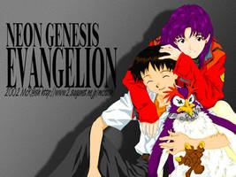 Misato and Shinji Wallpaper