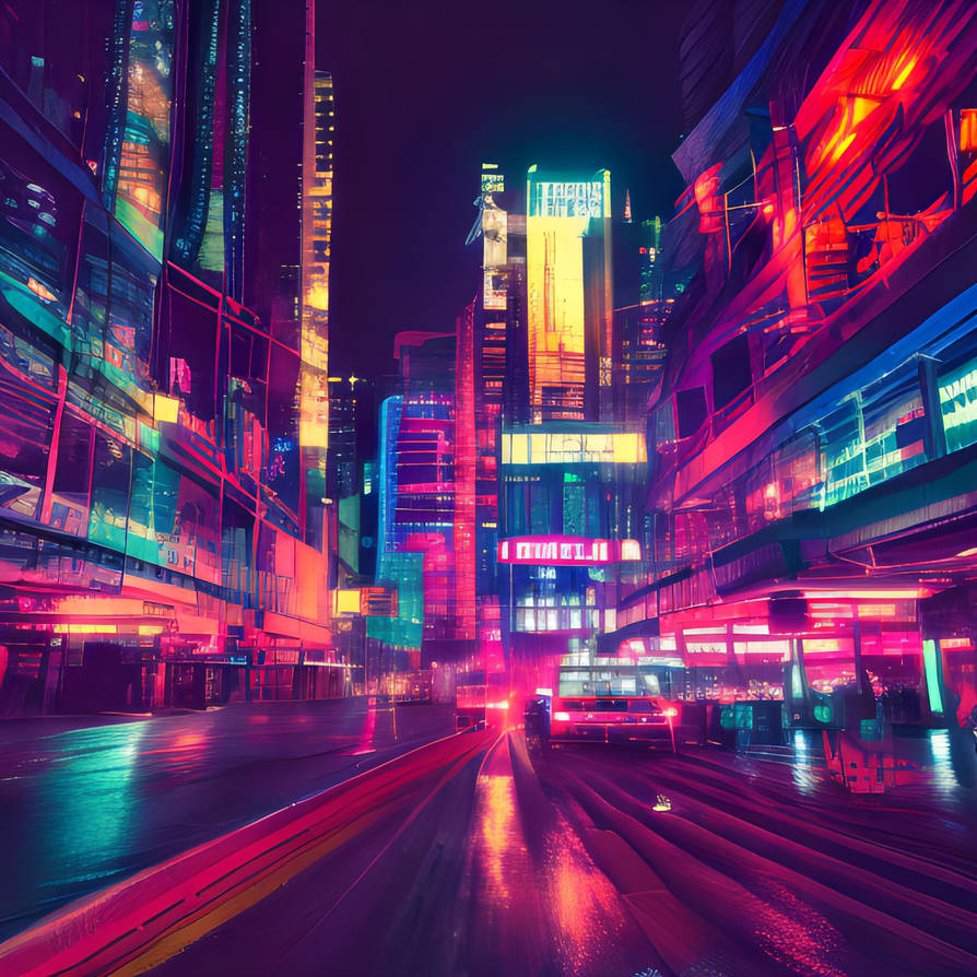 Cyberpunk megacity with lots of neons by ViktoriaStraka on DeviantArt