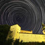 Old castle surrounded by stars