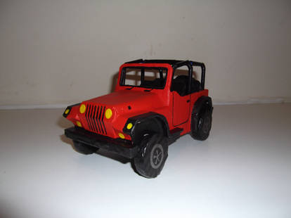 Red Jeep Wrangler Papier Mache