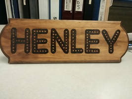 Henley pyrography sign