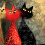 Three Cats in Artistic Harmony