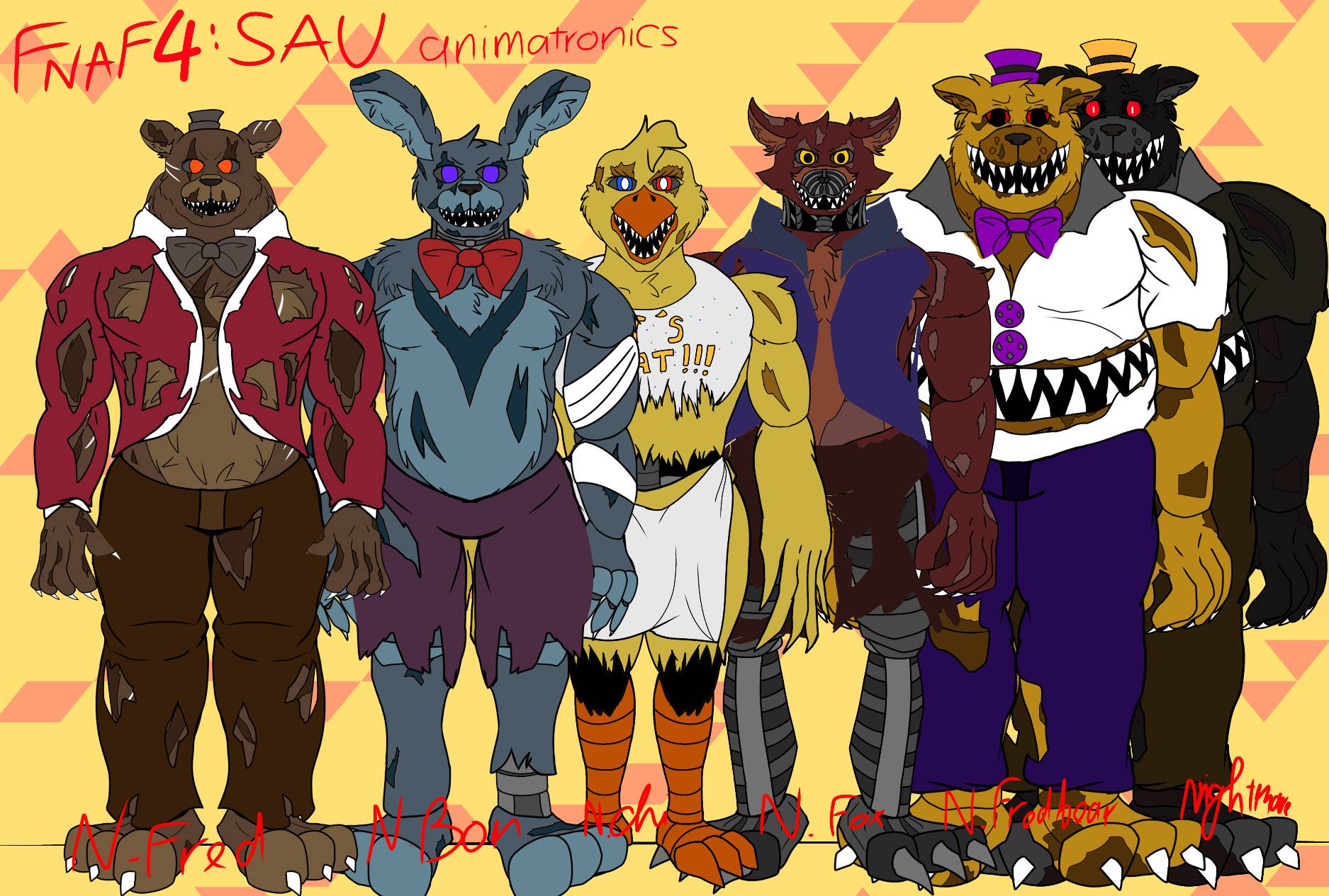 FNAF 4 : SAU ANIMATRONICS by Bunzabloveketchup135 on DeviantArt