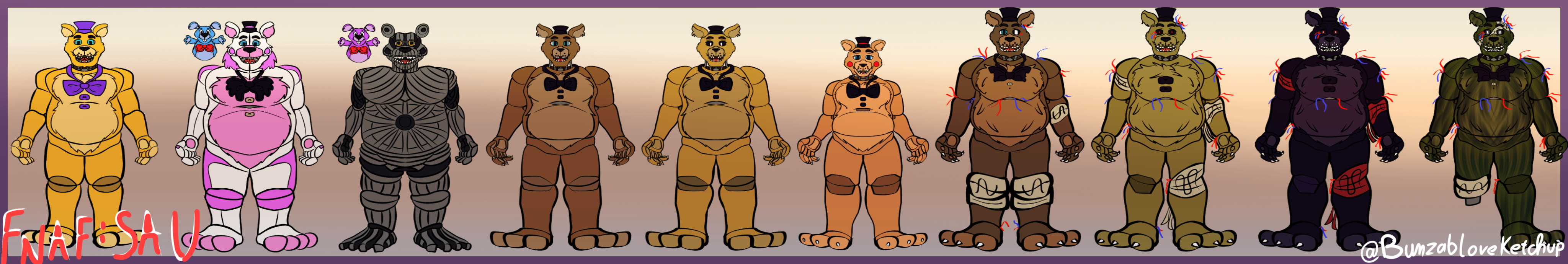 FNAF 5 : SAU ANIMATRONICS CHARACTERS [P.1] by Bunzabloveketchup135