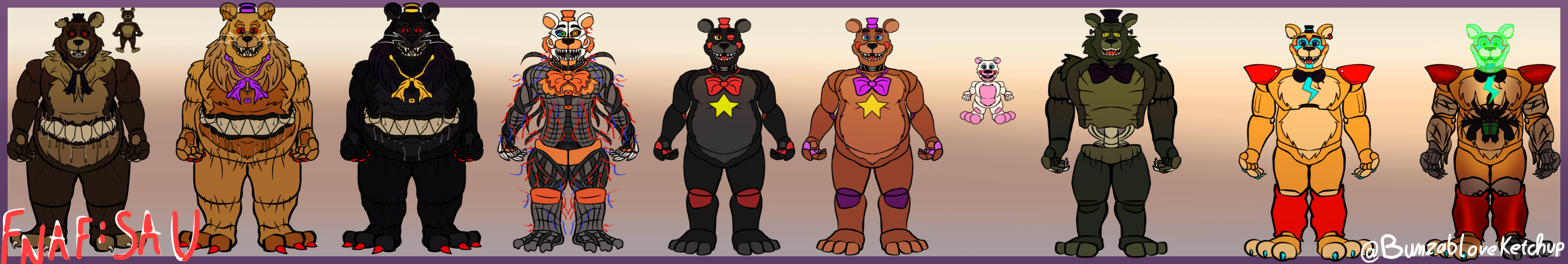 FNAF 5 : SAU ANIMATRONICS CHARACTERS [P.1] by Bunzabloveketchup135