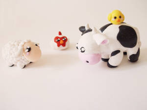 Harvest moon polymer clay figure set by FairysLiveHere