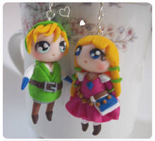 Link and Zelda chibi earrings