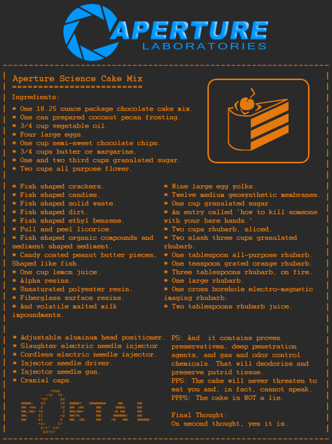 Aperture Science Cake Mix