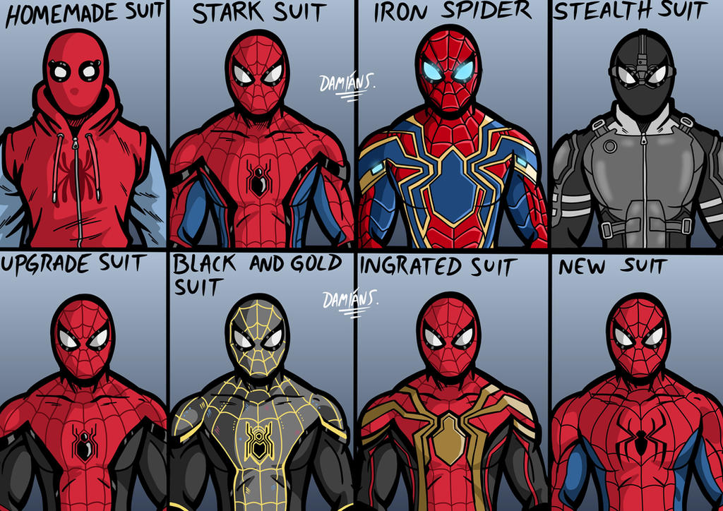 Spider-Man All Suits MCU - Commission by ElTrachersin on DeviantArt