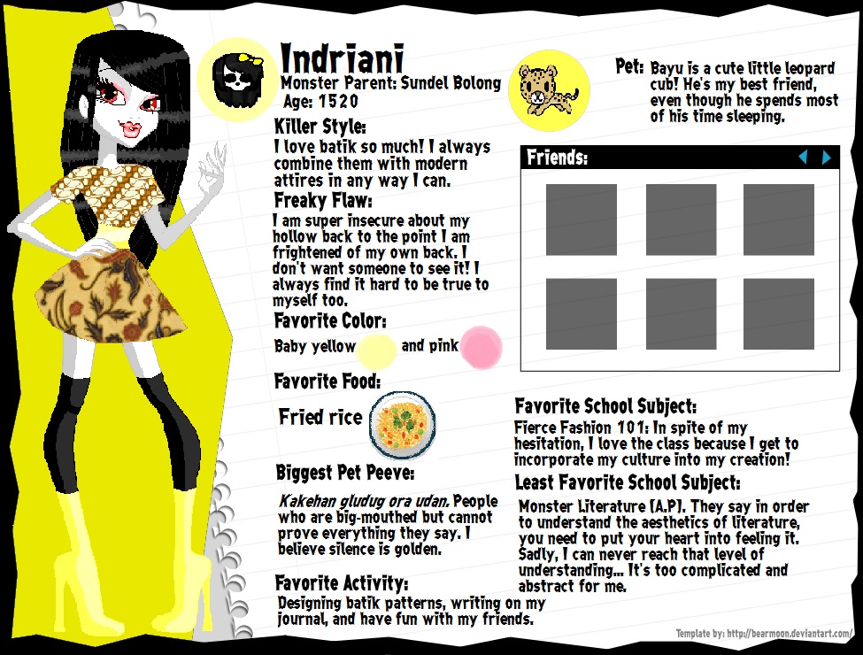 Monster High OC: Indriani's bio