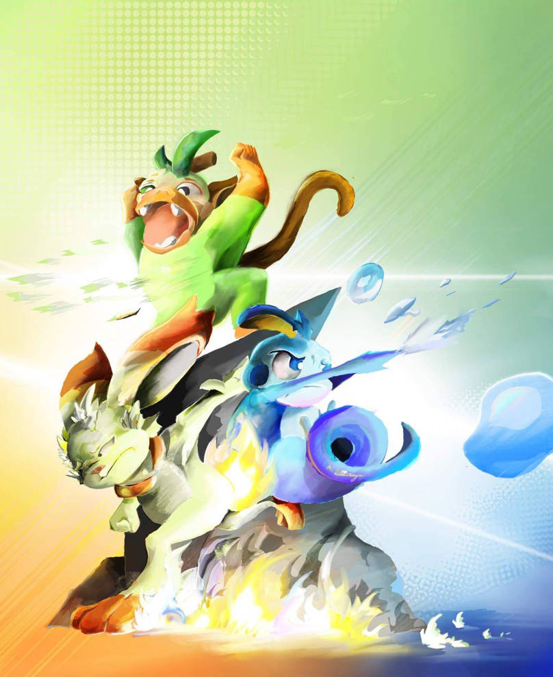 Galar starters by Naomidragnir07 on DeviantArt