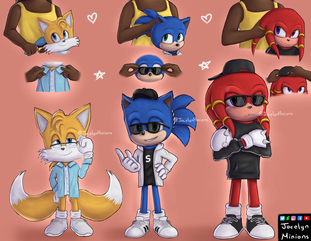 Sonic Tails and Knuckles Fashionable by JocelynMinions on DeviantArt