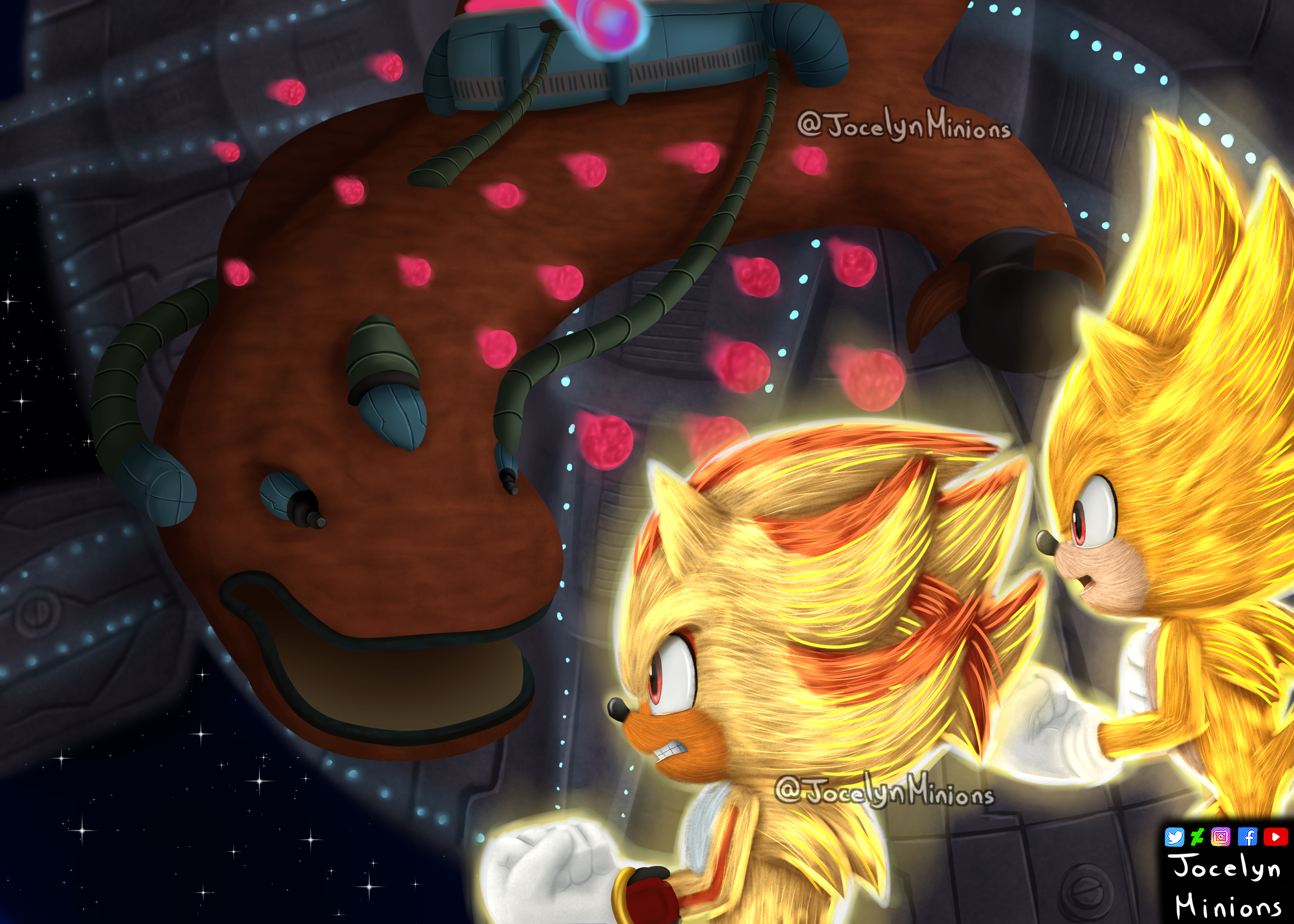 Sonic vs. Shadow (art by JocelynMinions on DeviantArt) : r