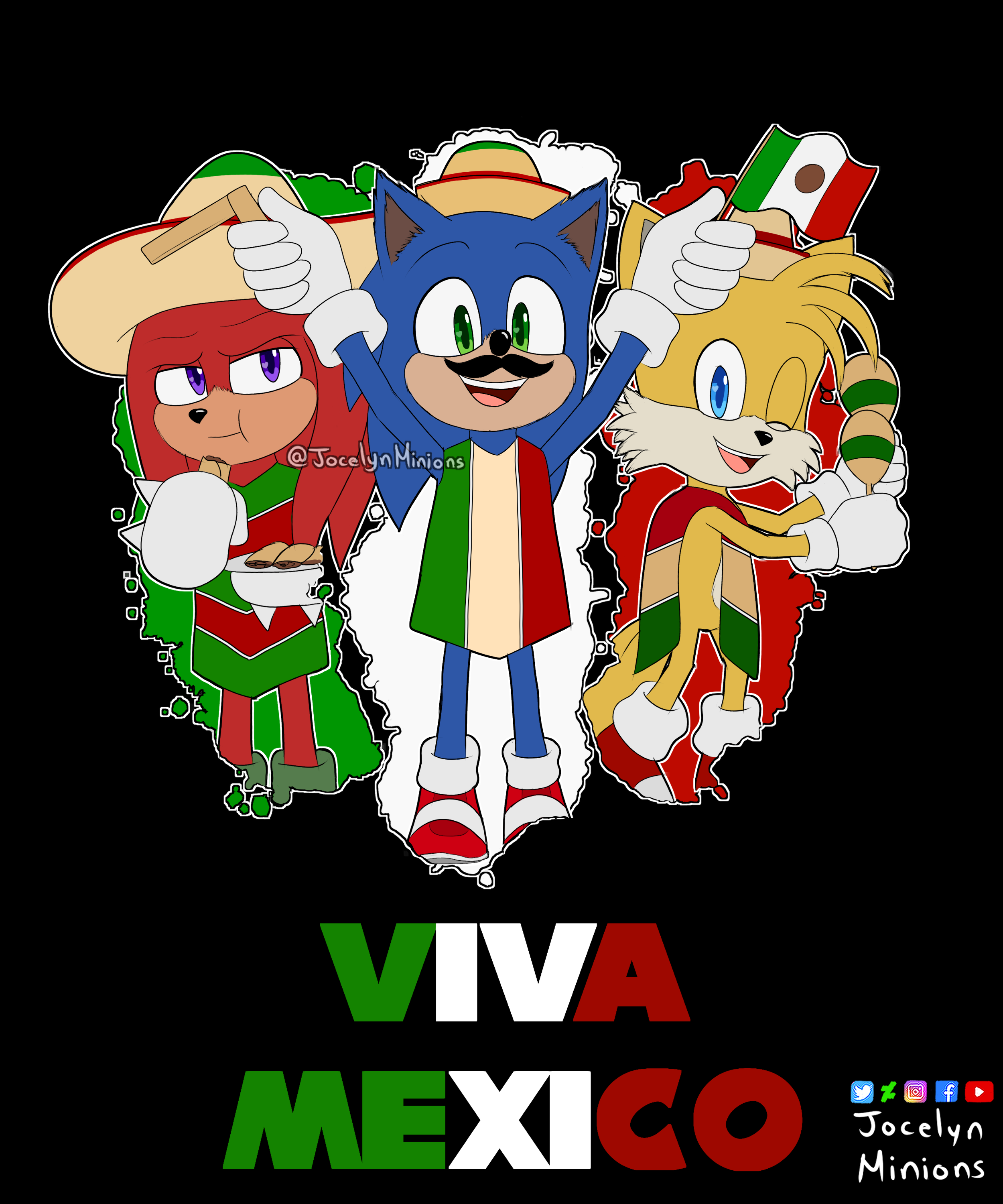 Sonic Tails And Knuckles Viva Mexico by JocelynMinions on DeviantArt