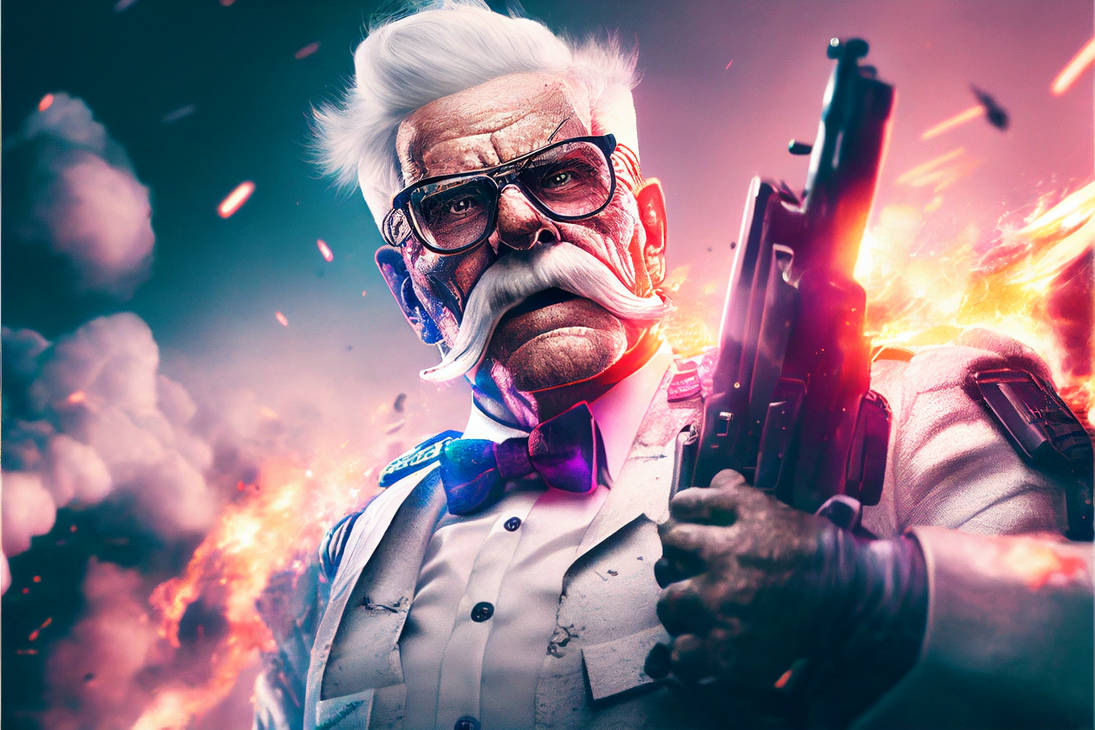 Colonel Sanders - Posing with a Shotgun by voicelessnarrator on DeviantArt