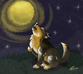 Wolf howling at the moon