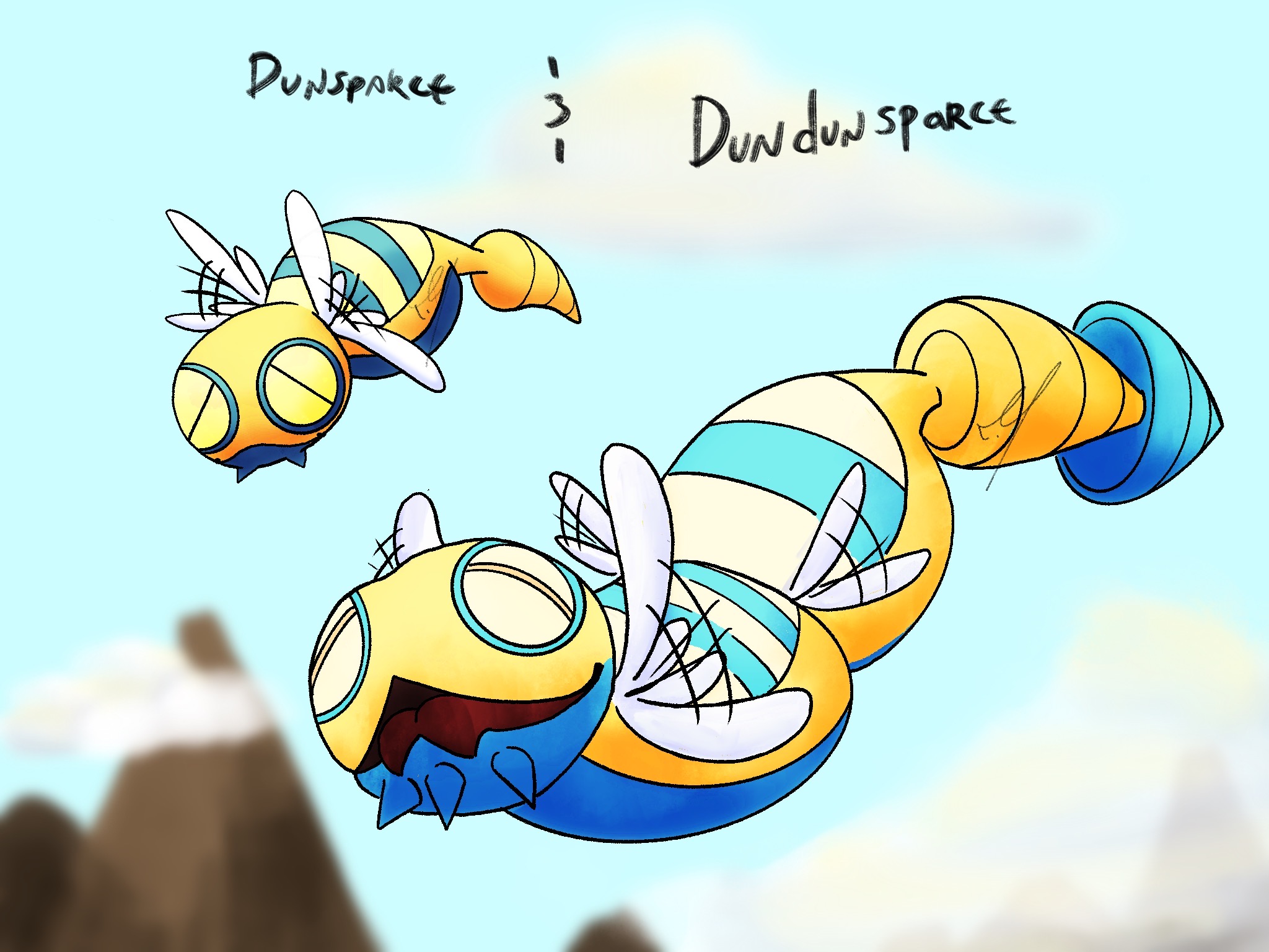 Dunsparce and Dundunsparce by JawbreakerSpoons on DeviantArt