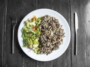 Rice dish and salad.