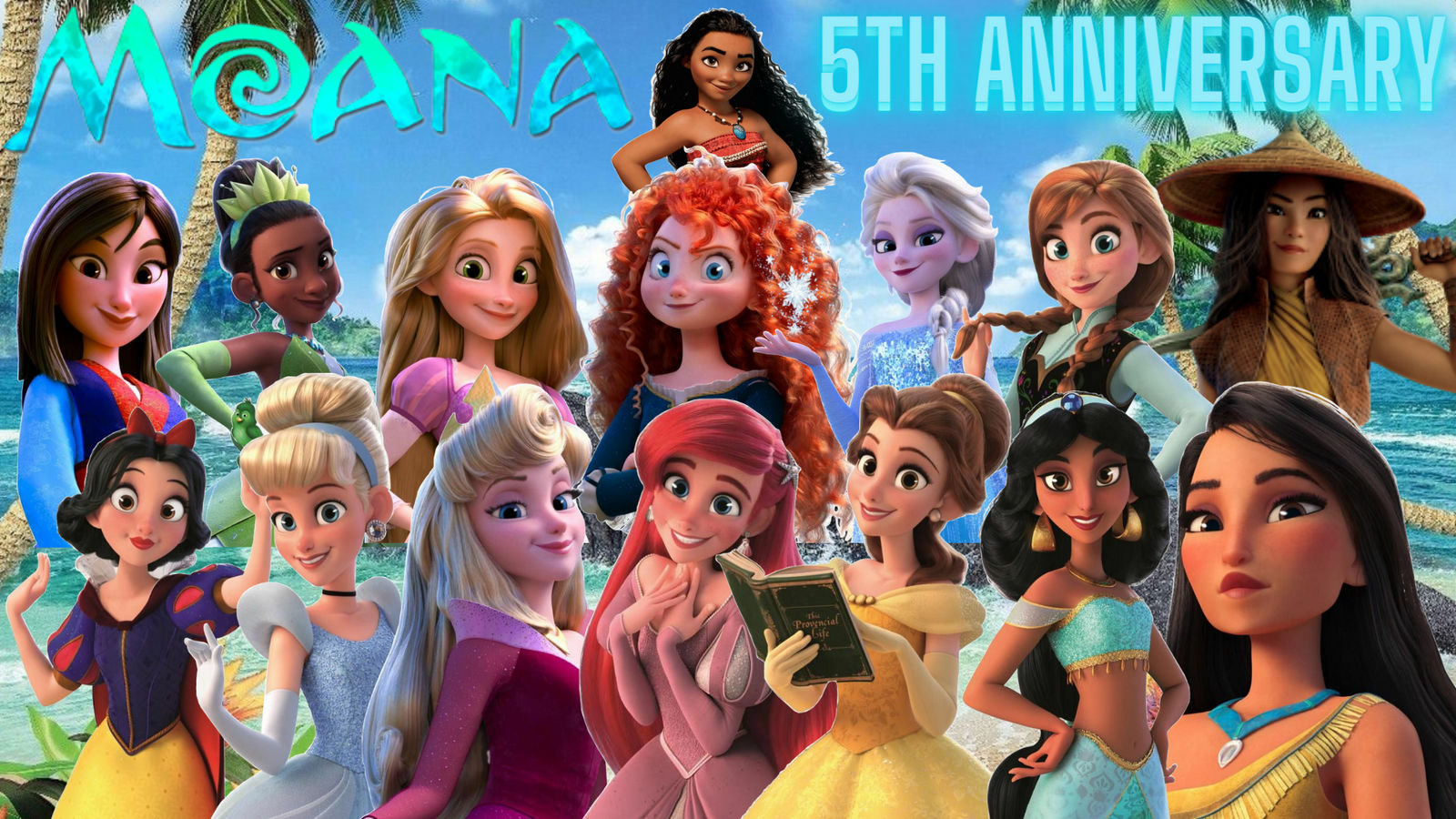 Anna Rbti Moana 5th Anniversary Disney Princesses by DipperBronyPines98 on DeviantArt