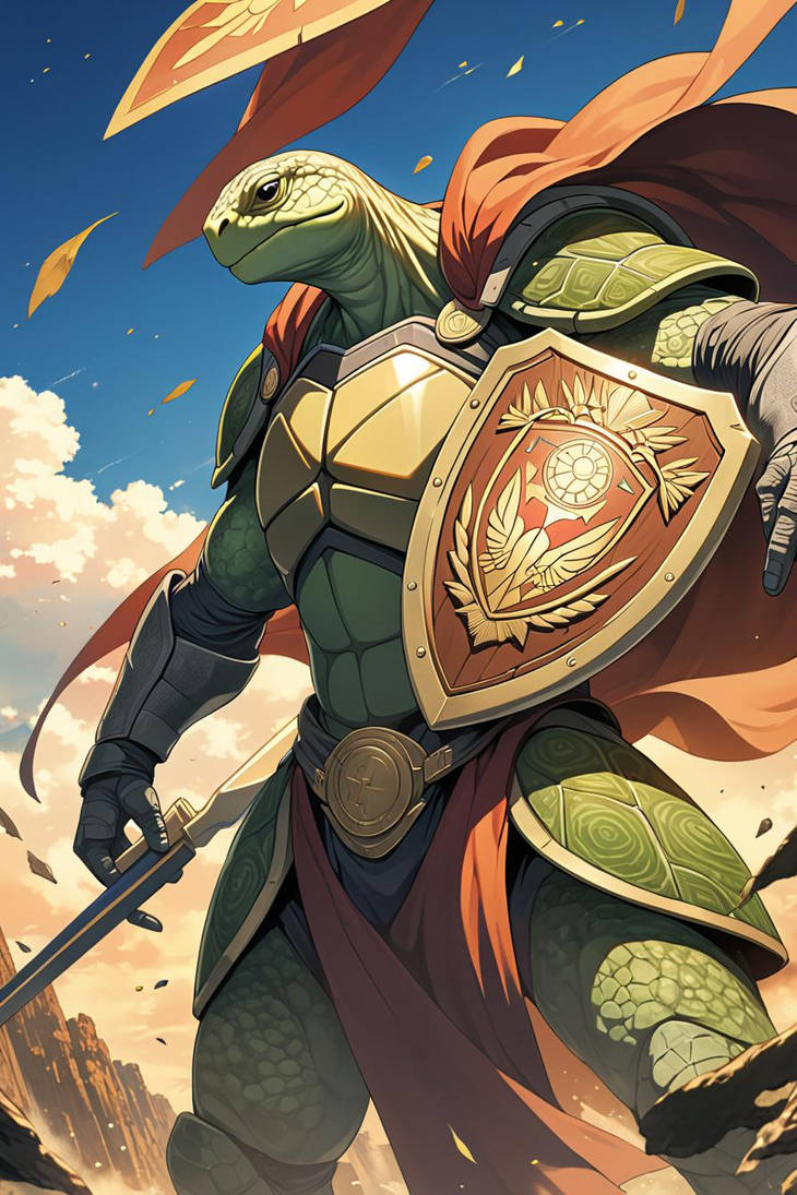 Turtle Knight wearing a cape by TurtleArtworks on DeviantArt
