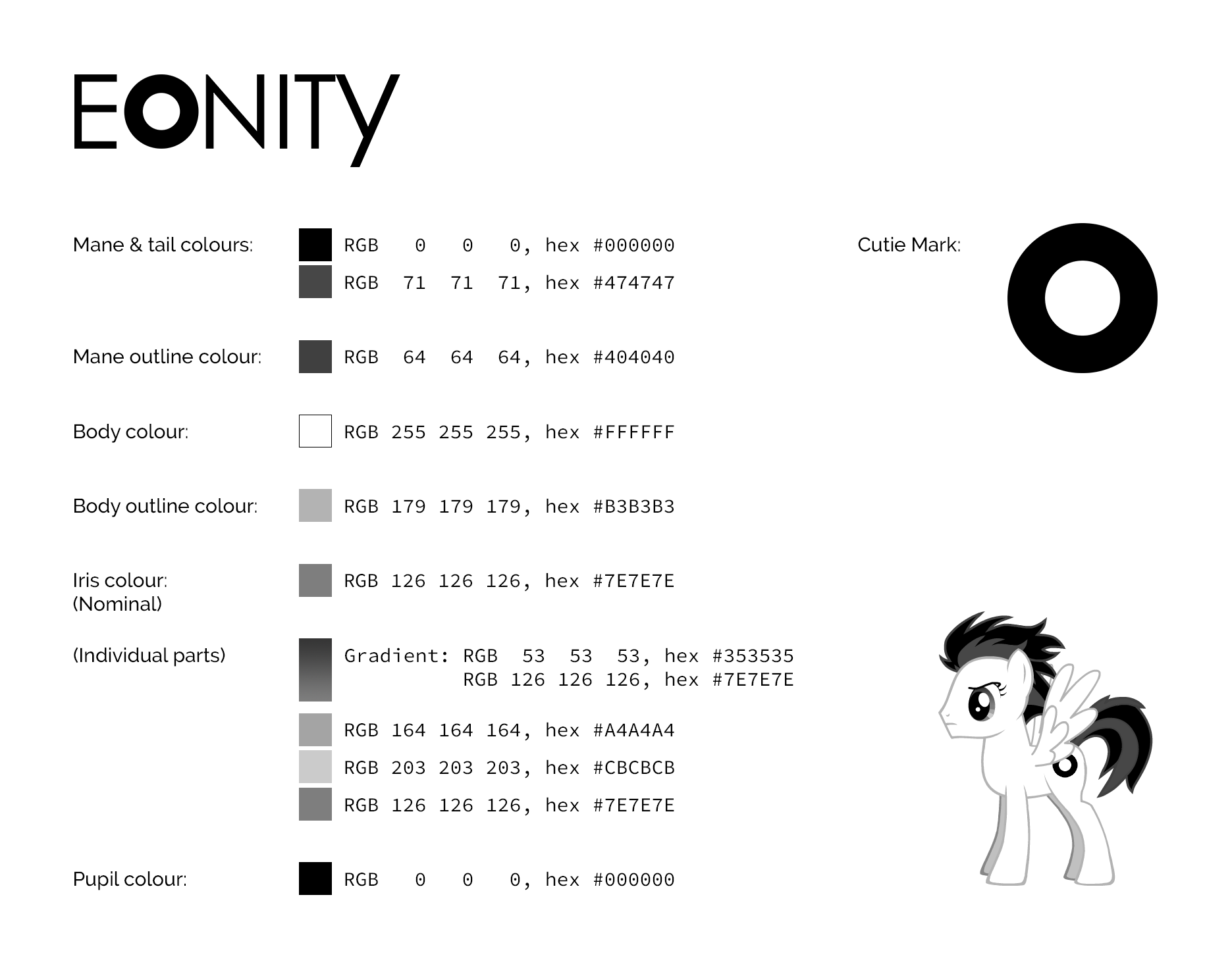 Eonity Pony OC Colour Reference Sheet