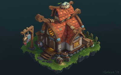 Drunk Fish Tavern , isometric building concept