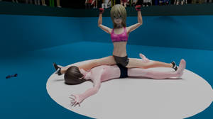 Rick vs. Elisa: match 39: splits victory pose