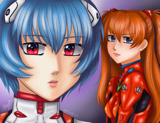 Rei and Asuka by LiL-Reds-Art
