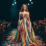 Dress made of colourful ribbons