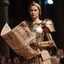 Woman's armour made of newspapers
