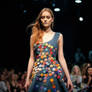 Dress decorated with colourful buttons