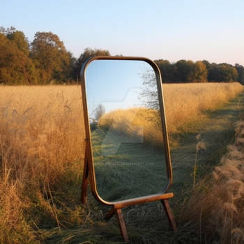 Mirror in summer field