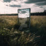 Mirror in summer field