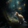 Cat in enchanted forest