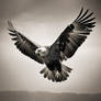 Flight of Golden eagle closeup photography