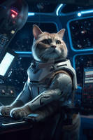 Cat as a captain of spaceship. Photography by Coolarts223