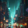 Cyberpunk city vertical wallpaper