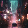 Cyberpunk city vertical wallpaper