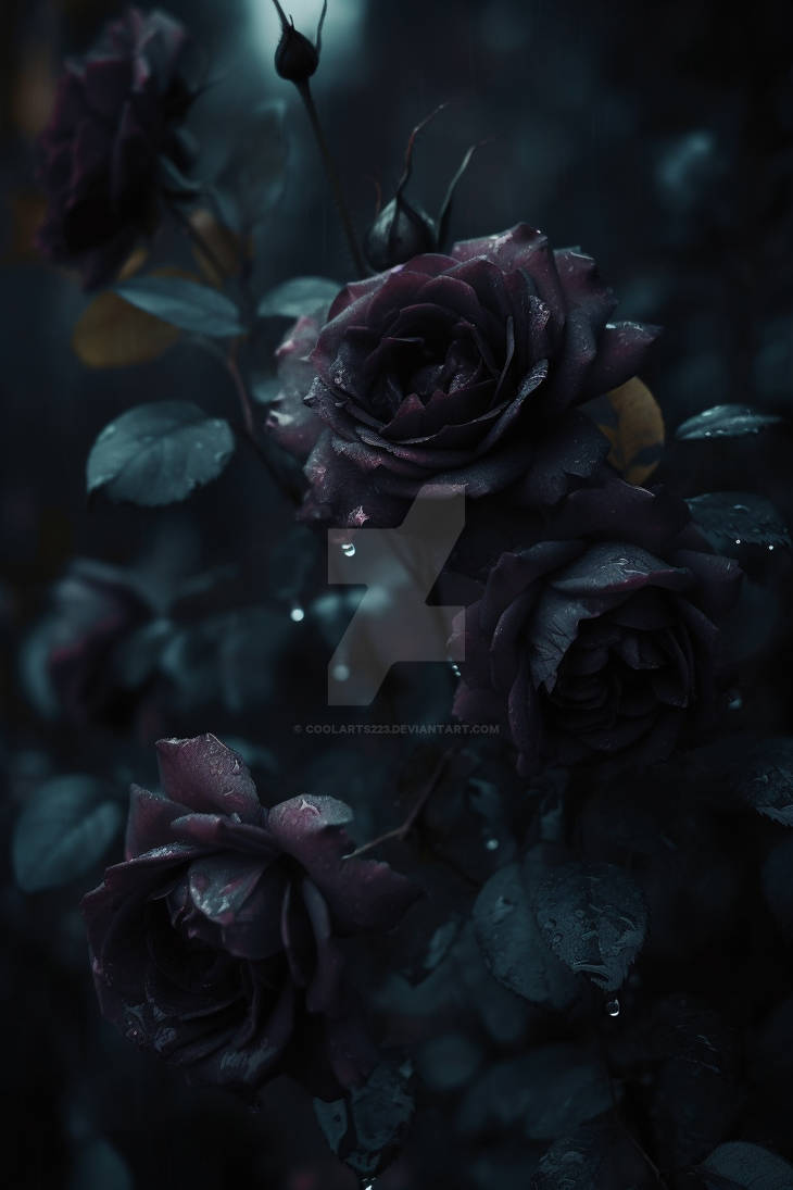 Black roses at night in the rain by Coolarts223 on DeviantArt