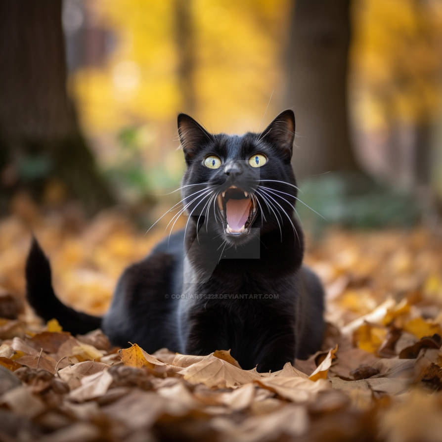 Surprised Black Cat On Autumn Leaves In Park By Coolarts223 On DeviantArt surprised-black-cat-on-autumn-leaves-in-park-by-coolarts223-on-deviantart